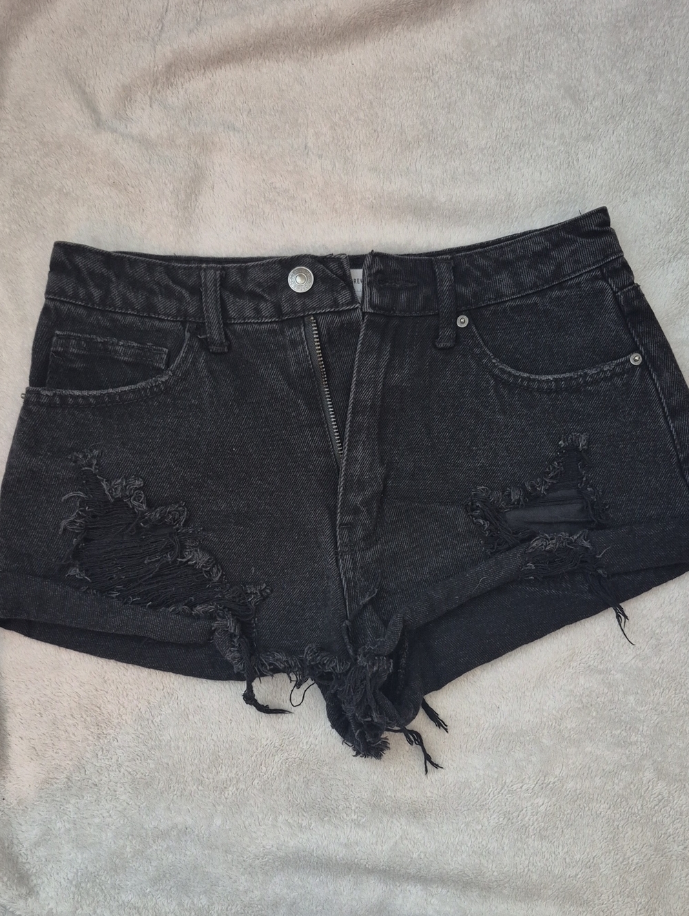 Forever 21 Black Distressed Denim Jean Shorts